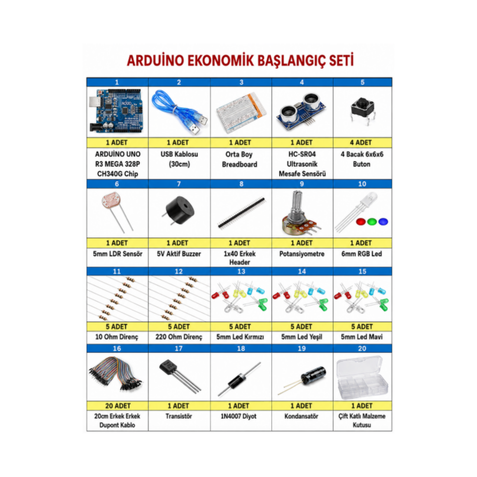 Arduino Uno Ekonomik Başlangıç Seti