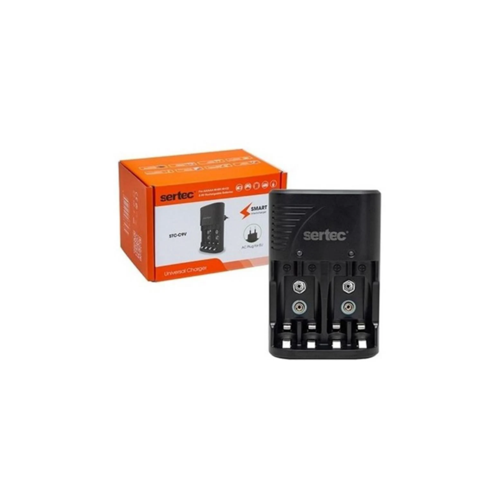 Sertec STC-C802 AA-AAA-9V Uyumlu 4'lü Pil Şarj Aleti